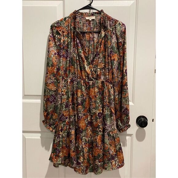NWOT Suncoo Paris Chama Floral 70’s Inspired Bohemian Lined Swing Dress Size XS - Picture 3 of 16